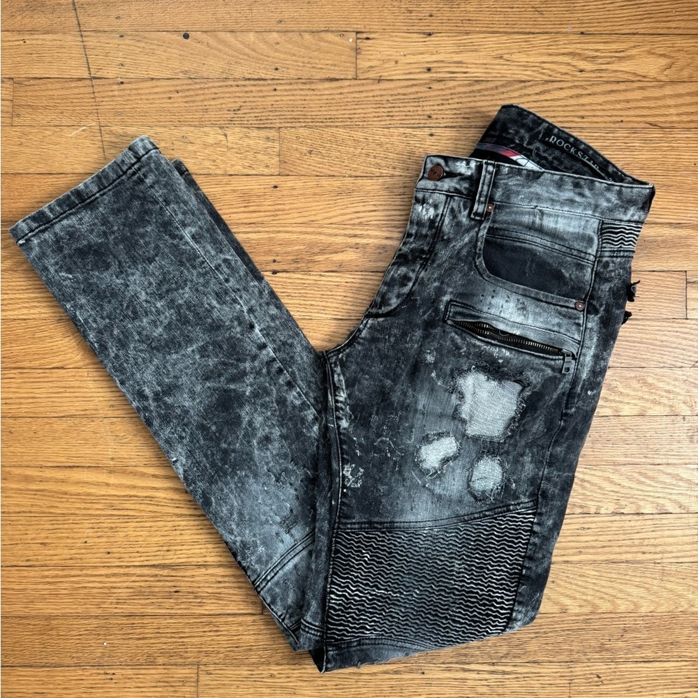 Men's Rockstar Distressed Gray Skinny Jeans Size 30 Denim,Streetwear,Y2K,Grunge - Picture 14 of 14